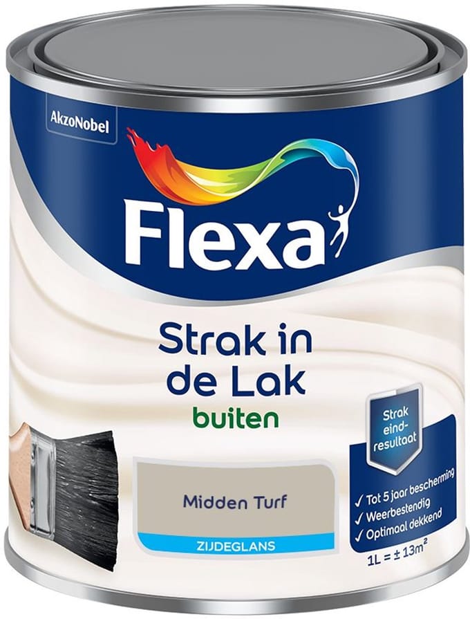 Flexa - Strak In De Lak Buitenlak Zijdeglans - Midden Turf - Mengverf - 1 L