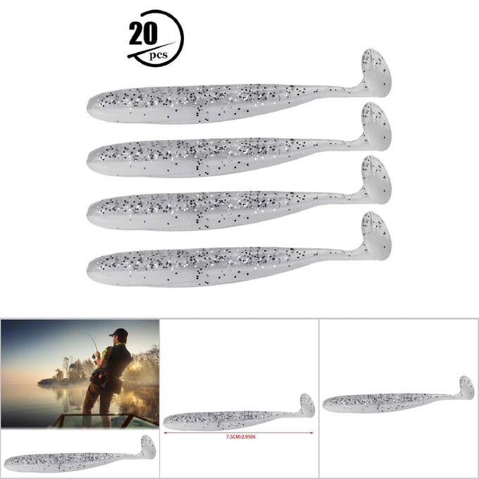 20 STUKS 7.5cm Zacht Plastic Vis Lokkers t staart Grub Worm Aas Visgerei Accessoire(Wit) wit