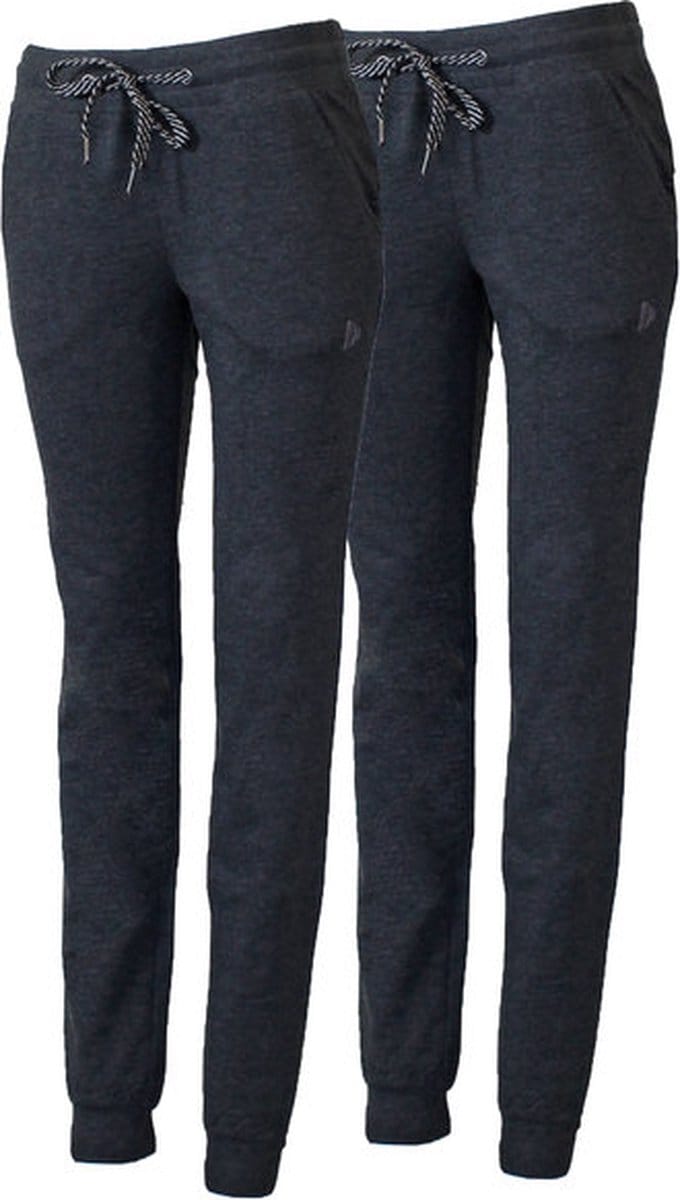 2-Pack Donnay - Joggingbroek met elastiek (Puck) - Sportbroek - Dames - Charcoal-marl (037) - maat M