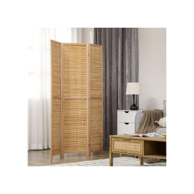 Paravent - HOMCOM - 3 panneaux - Bambou - 120x170 cm - Intérieur