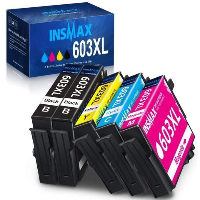 Cartouches d'encre - INSMAX - 603XL - Compatible Epson - Pack de 5 - Noir noir