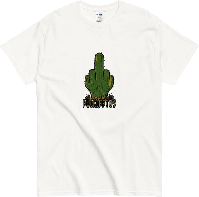 Heren Dames T shirt - Rebel Cactus Design - Wit - S
