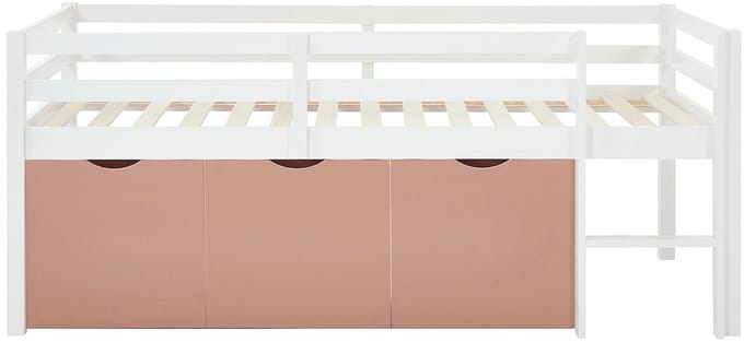 Vente-unique Halfhoogslaper hout roze, wit 90 x 190 cm