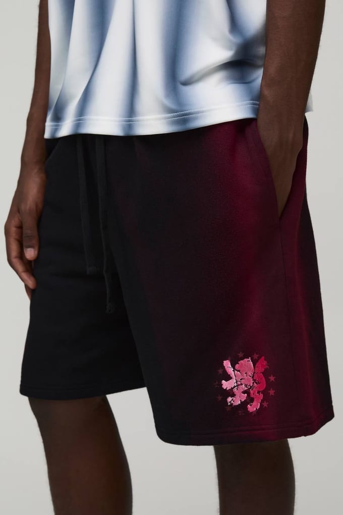 Ruimvallende Spray Gewassen Jersey Short | Black | Size Medium