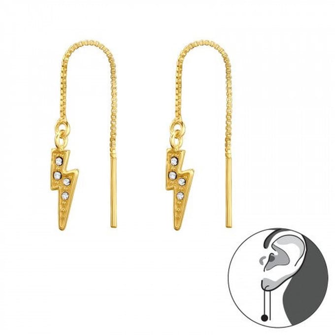 WeLoveSilver - zilveren oorbellen - gold plated - bliksemschicht