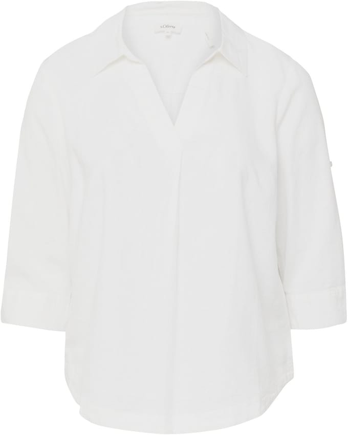 s.Oliver - female - Linnen blouse met 3/4 mouwen en omslag