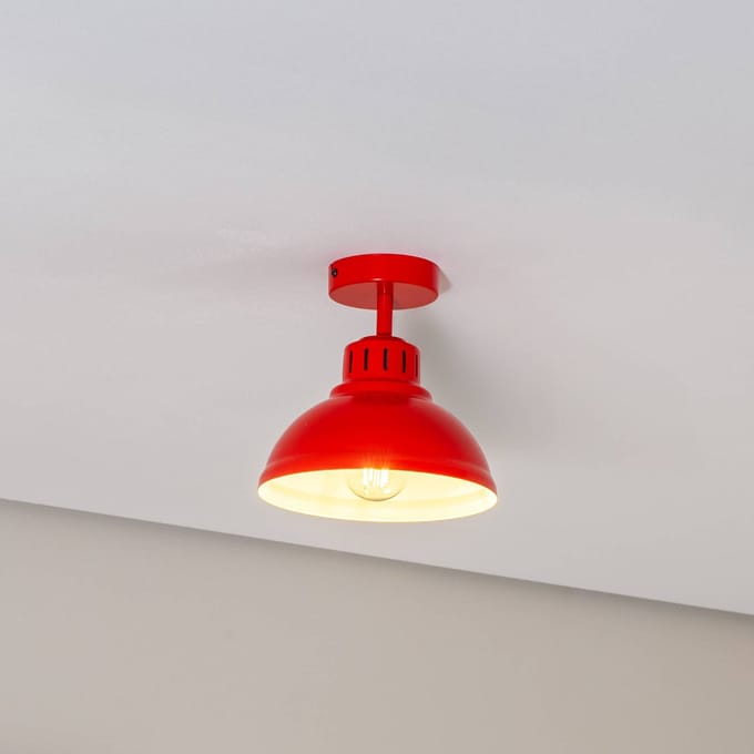 Luminex Sven plafondlamp, 1-lamp, rood, staal, E27