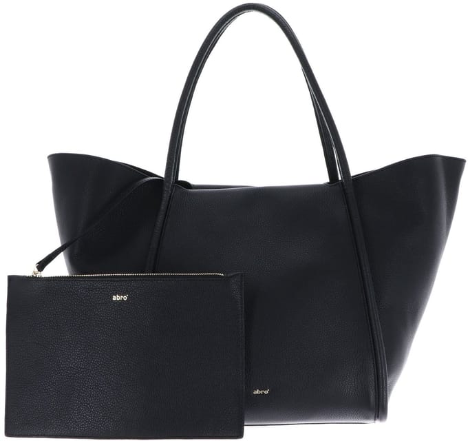 abro shopper schoudertas Leather Agave Shopper Willow Black / Gold zwart