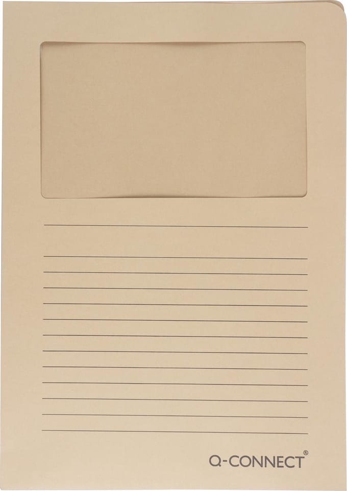Q-CONNECT L-map met venster | 120 g/m² | A4 | pak van 100 stuks | kraft