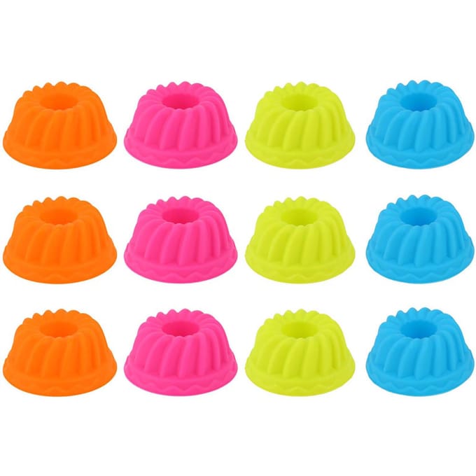12 Stuks Mini Pompoen Siliconen Cupcake Bakvormen Anti-aanbak Gebak Muffin Vormen pink