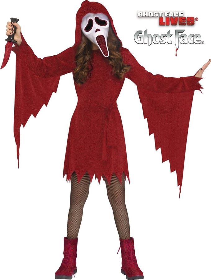 Ghost Face® Scream Rood Glitter Kostuum Meisje