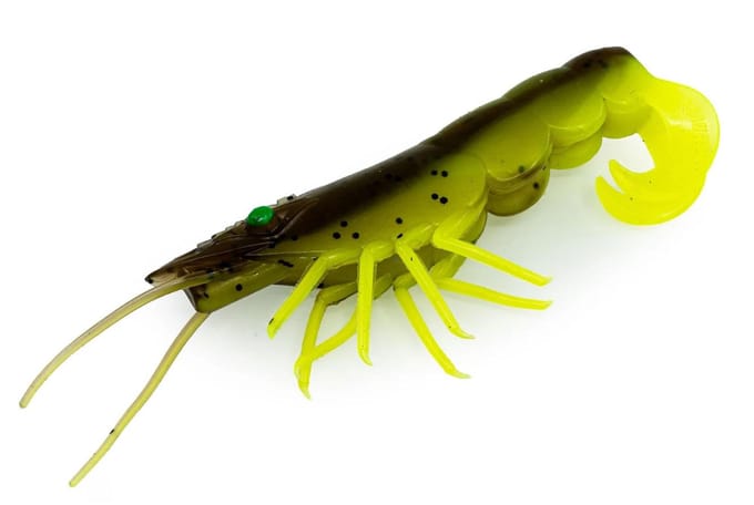 Chasebaits Curly Prawn 90 mm Leurre Coulant 4/Paquet Lime Tiger (4525)