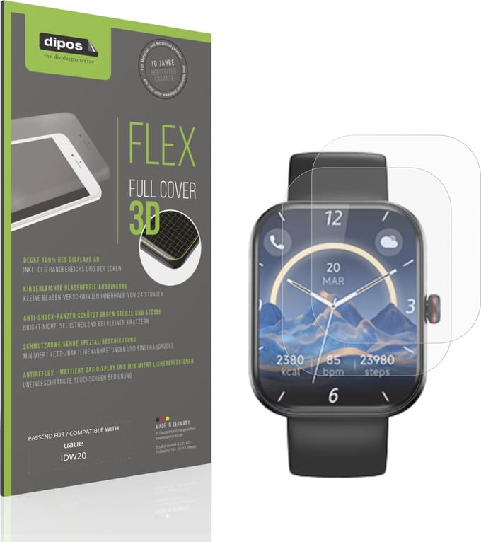 dipos FLEX – 2x Matte Screenprotector geschikt voor uaue IDW20 | Volledige Schermbescherming | Case-Friendly