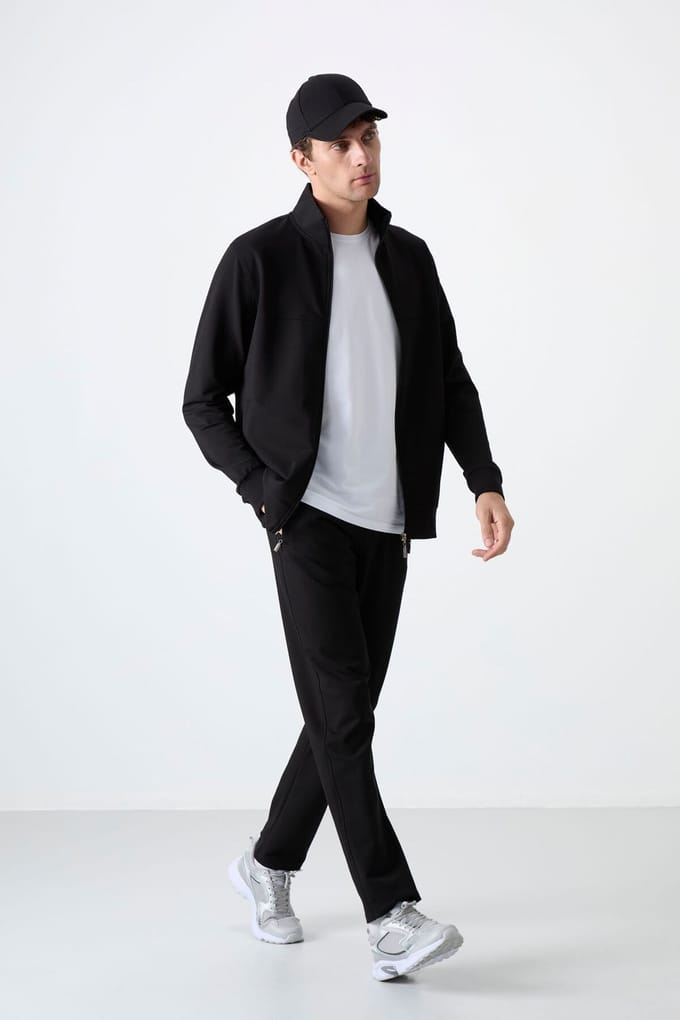 Heren Relaxed Fit Zip-kraag Sweatshirt en Broekset