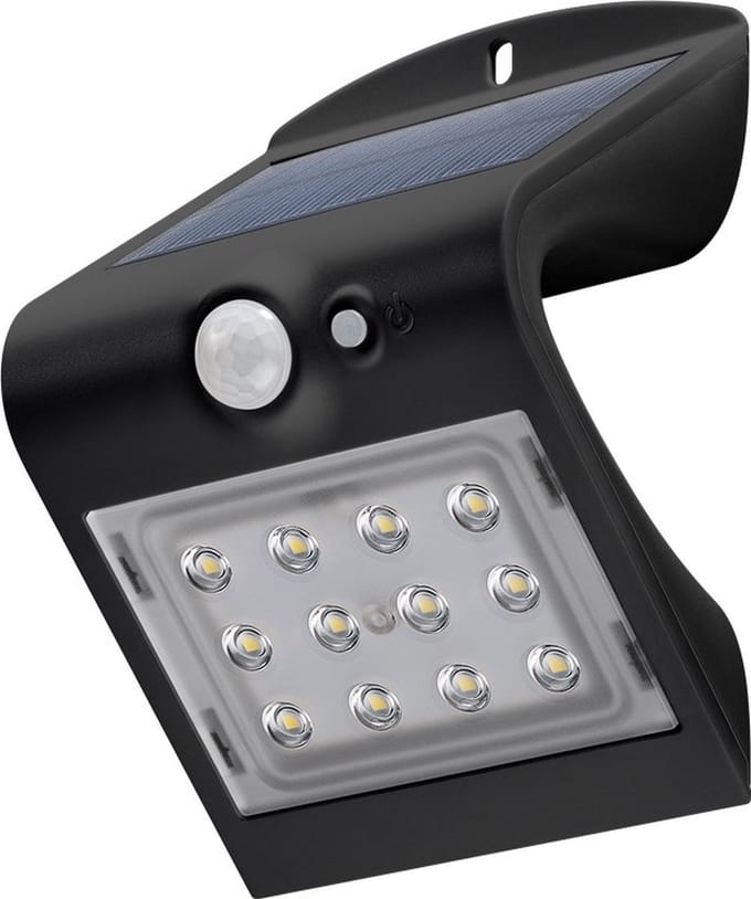 Goobay Led-muurlamp op zonne-energie met bewegingsmelder, 1,5 W, ideaal lichtsysteem voor huis-entrees, carports & trappen