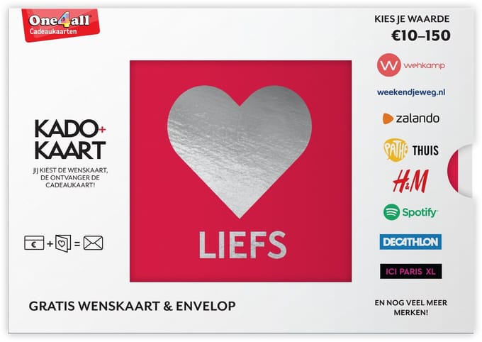 Kado+Kaart Liefs - Cadeaubon - 25 euro + cadeau-envelop