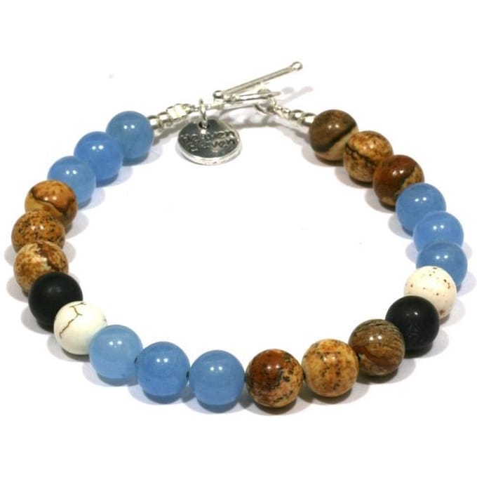 Heaven Eleven - heren - armband - edelsteen - color - 8mm - RVS - sluiting - 21cm