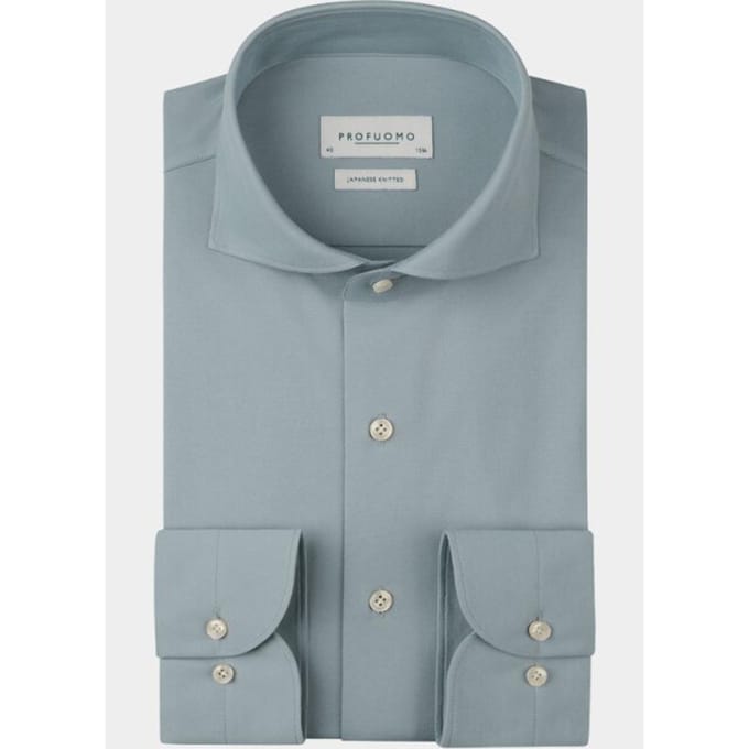 Profuomo Japanese Knitted Overhemd Light Blue - Overhemden Formeel