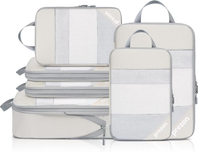 6-delige Ruimtebesparende Compressiekubussen Set met Open Ontwerp - Draagbare Bagage Organizer
