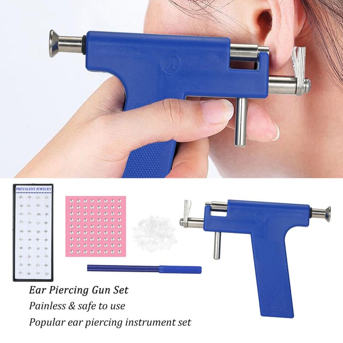 Oorpiercingpistoolset Veiligheid Oor Neus Navel Lichaamspiercingpistool Kit Set Met 98 stuks Oorknopjes paars