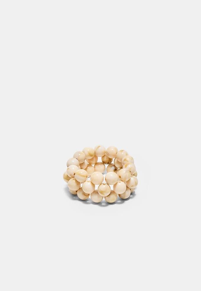 Stradivarius Elastische armband met kraaltjes  Ecru OS