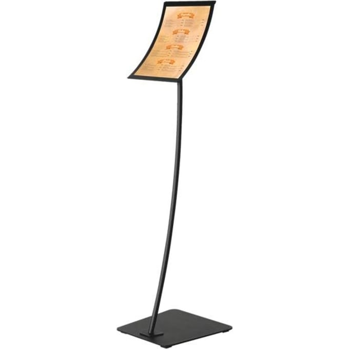 Update Display informatiestandaard concaaf, gebogen ontwerp, poedercoating, DIN A4, zwart