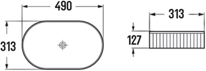 Mexen Grovo opbouw waskom geribbeld 49 x 31 cm, zwart mat - 22304985