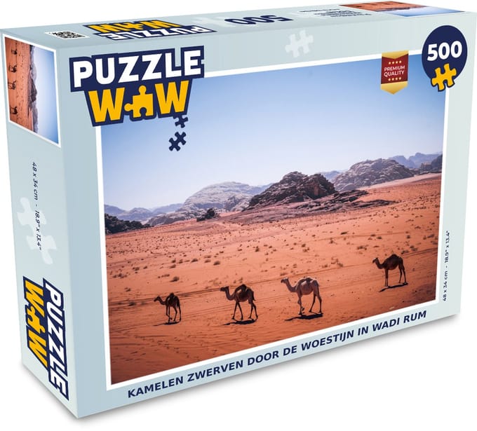Puzzel Kamelen zwerven door de woestijn in Wadi Rum - Legpuzzel - Puzzel 500 stukjes
