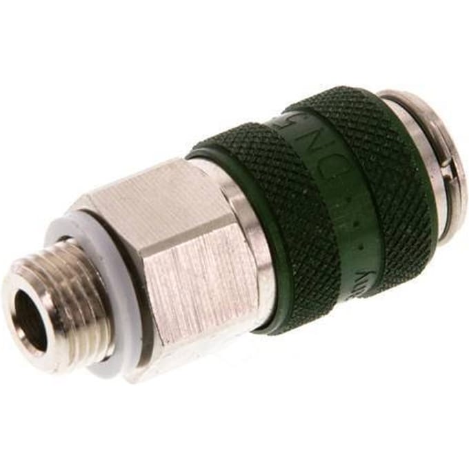 Vernikkeld Messing DN 5 Groen Luchtkoppeling Snelkoppeling G 1/8 inch Buitendraad Double Shut-Off - CLS5-M-BN-GRE-SV-018