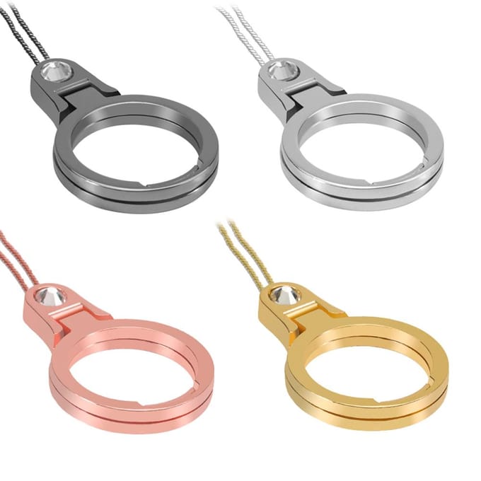 Universal 2 in 1 Cell Phone Holder and Lanyard Finger Ring Strap Band Metal Stand