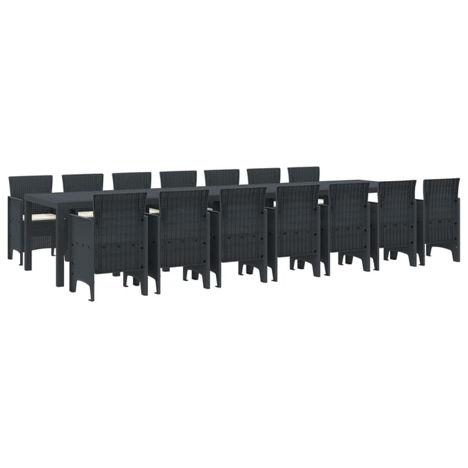 vidaXL - Tuin - eettafelset - met - kussens - 15 - st - Antraciet - PP
