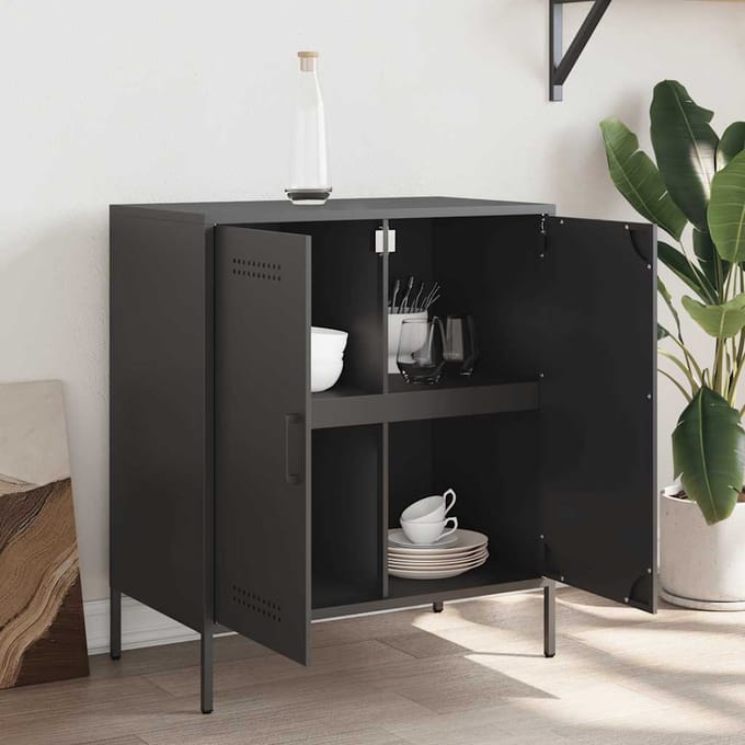 vidaXL - Dressoir - 68x39x79 - cm - staal - zwart