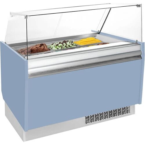 GGM Gastro Eistheke LIAM - 1310mm - Statisch - für 10+10x 5 Liter Eisbehälter - Hellblau Blauw