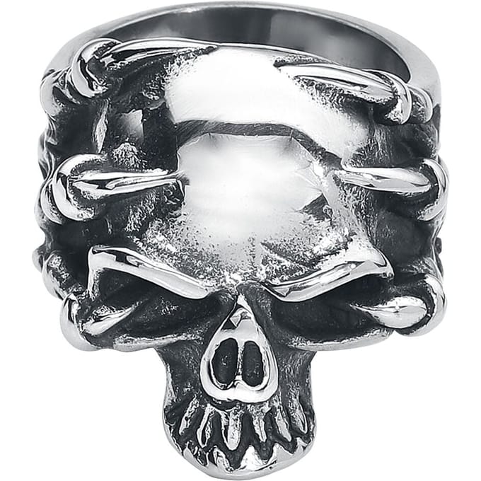 etNox hard and heavy - Gothic Ring - Claw Skull - voor Mannen - zilverkleurig