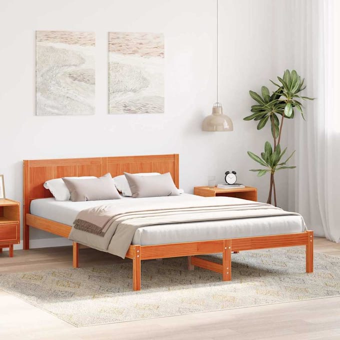 vidaXL - Bedframe - Bruin - 160 - x - 200 - cm - Massief - grenenhout