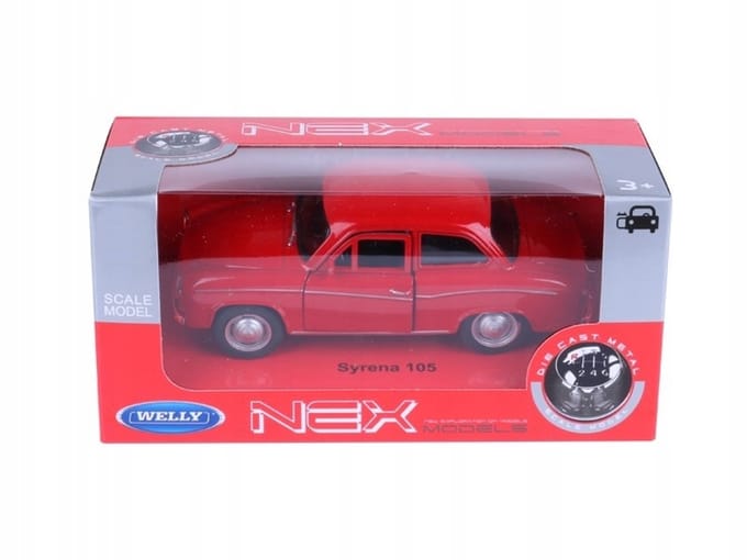 Welly Syrena 105 Modelauto Rood 1:34 - Metalen Speelgoed