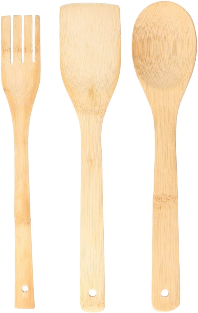 Alessandro Keukengerei spatels/lepels set - 30 cm - hout - 3-delig - roerlepels/bak spatels