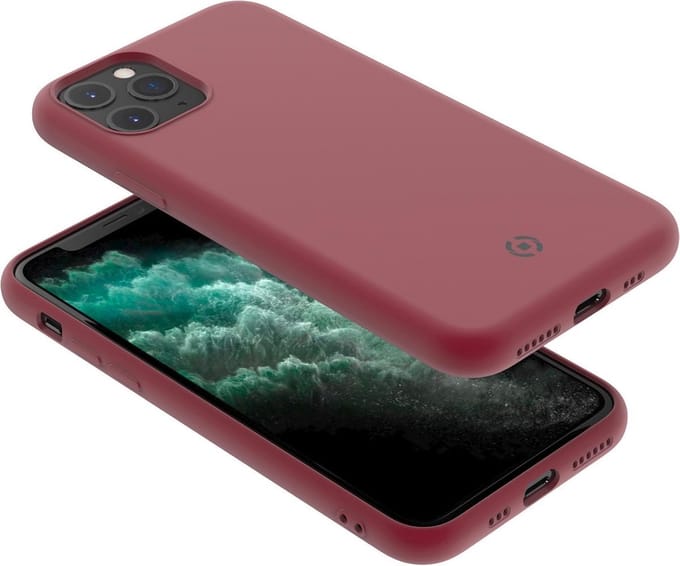 Celly Leaf Siliconen hoesje - Geschikt voor Apple iPhone 11 Pro - TPU Back Cover - Microfiber - Rood