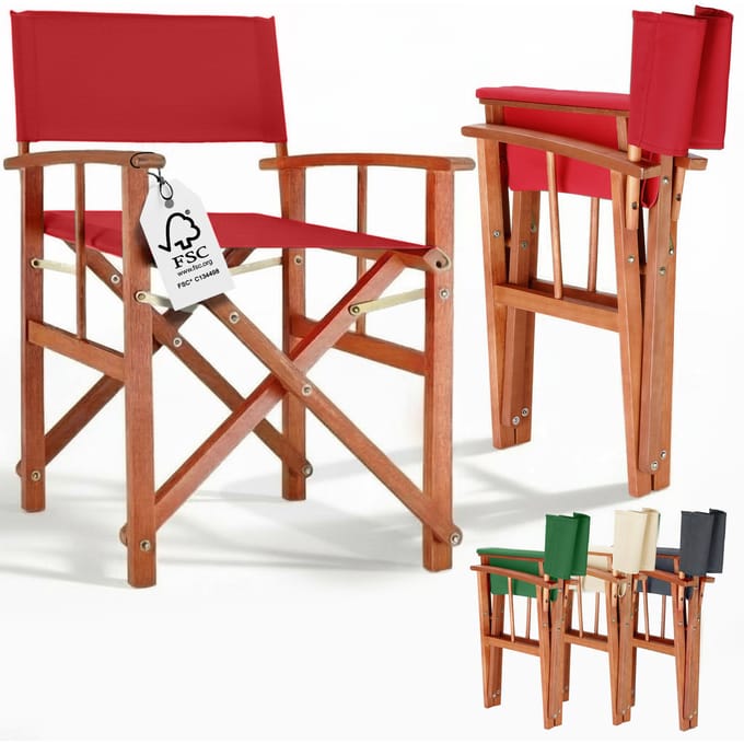 Regisseursstoel rood eucalyptushout FSC®-gecertificeerd Inklapbare tuinstoel tot 160 kg