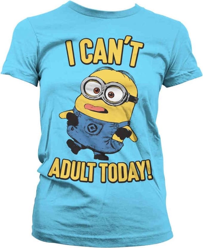 Minions Dames Tshirt -S- I Can't Adult Today Blauw