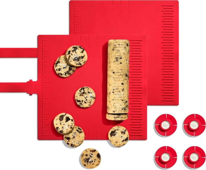 Cookie Dough Mat - Bakvorm Mat - Koekjes Bakken - Ingebouwde Maatvoering - Set van 2 - Rood