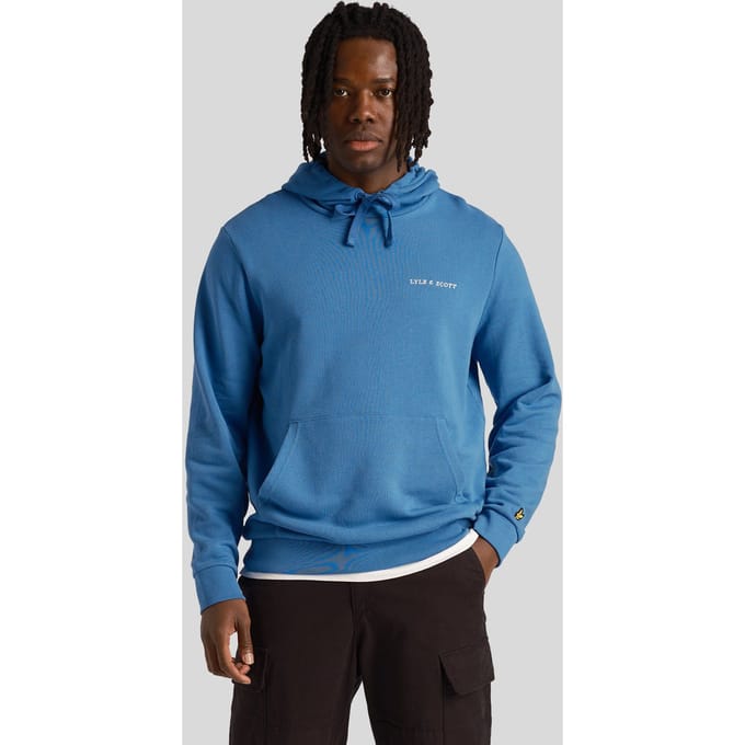 Lyle & Scott Loopback geborduurd logo blauwe pull-over hoodie