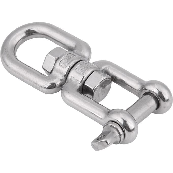 Anneau pivotant robuste en acier inoxydable 304 avec mousqueton à émerillon 12mm