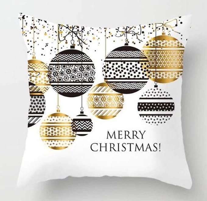 Kussen Hoes Kerstmis Kerstballen Zwart En Goud