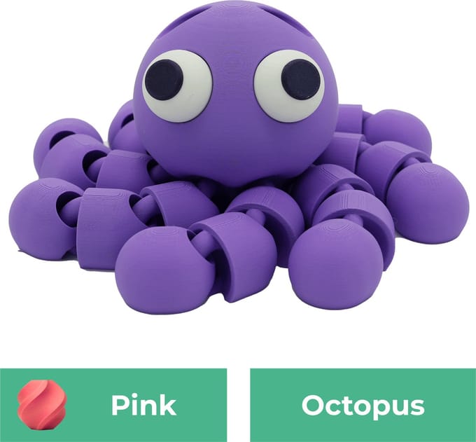 Flexibele octopus beeld – Decoratief beeld - Roze - 3d geprinte beeld – Unieke woondecoratie - 25CM