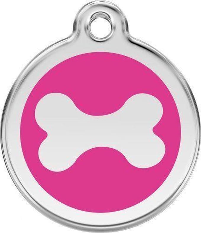 Red Dingo Hondenpenning 38 mm bot hard roze