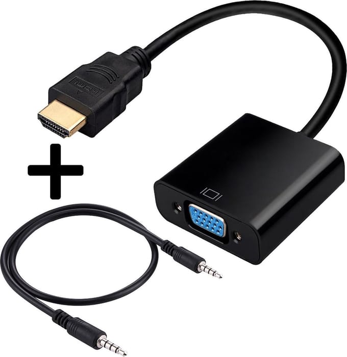 HDMI naar VGA Kabel Adapter Converter HD Met Audiokabel - Zwart