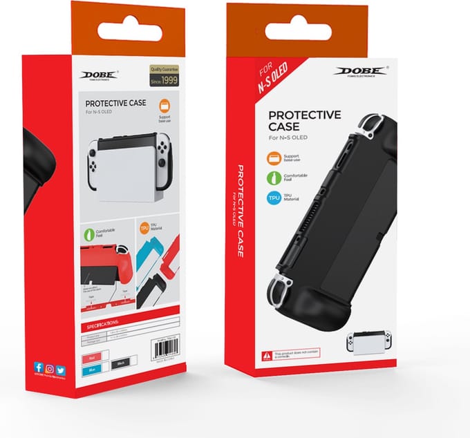 Dobe - Bescherm grip voor Nintendo Switch Oled - Zwart