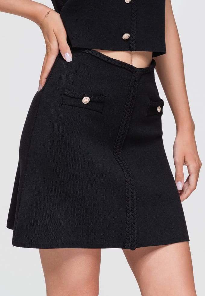 OMBRE Rok - Viscose - Effen - Rok Zwart M/L