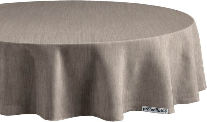Protecttable - Rond Tafelzeil Linnenlook Sand Ø138cm - Tafelkleed Afwasbaar - Kunststof